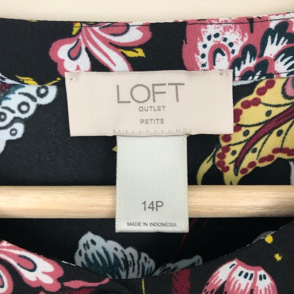 Ann Taylor Loft Floral Long Sleeve Dress 14P - Picture 2 of 6